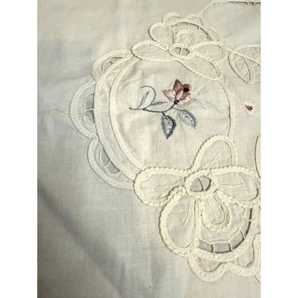 Vintage Gorgeous Euro French Hand Embroidered Pillow Sham 26x19